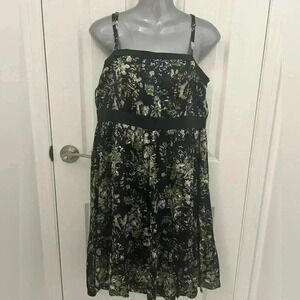 Kensie Floral Elastic  Waist High-Low Dress